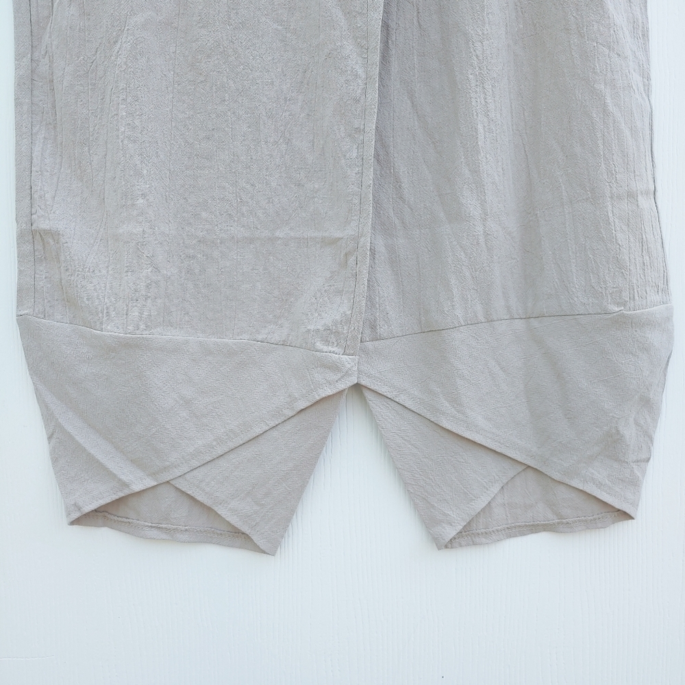 Misslook Beige Wide Leg Layered High Waist Pull On Stretch Lounge Pants Sz L - Picture 2 of 6